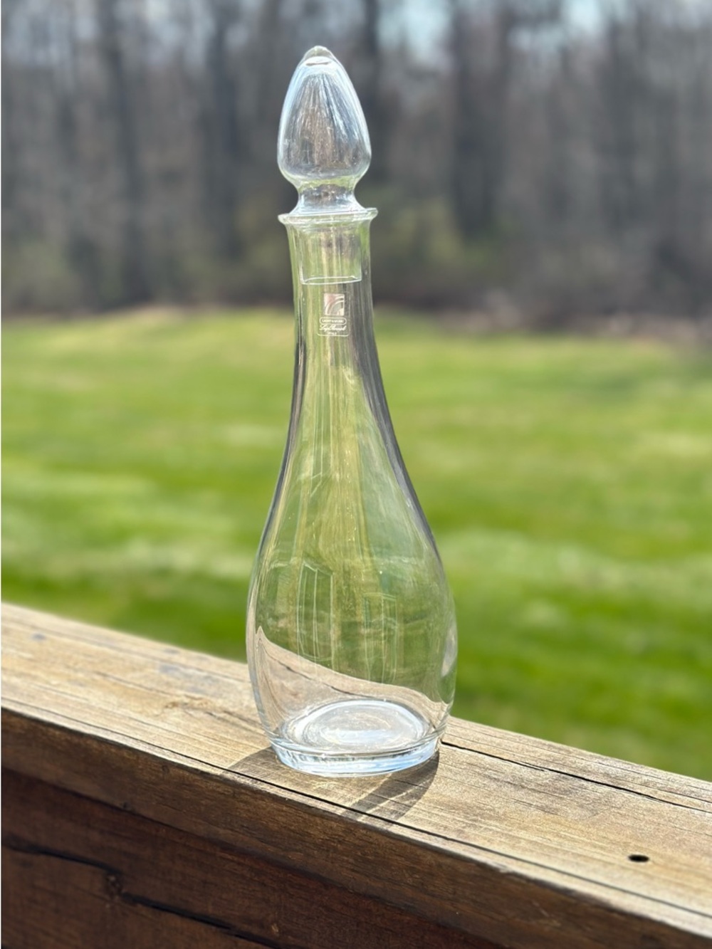 Vintage Luigi Bormioli Crystal “Light & Music” Tall Wine Decanter /Made in Italy